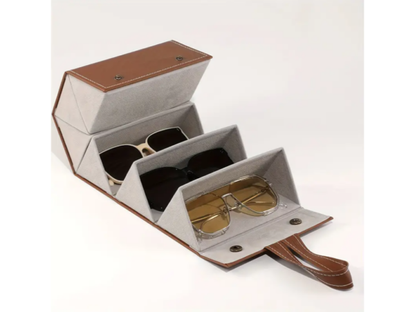 Foldable Leather Sunglasses Travel Case